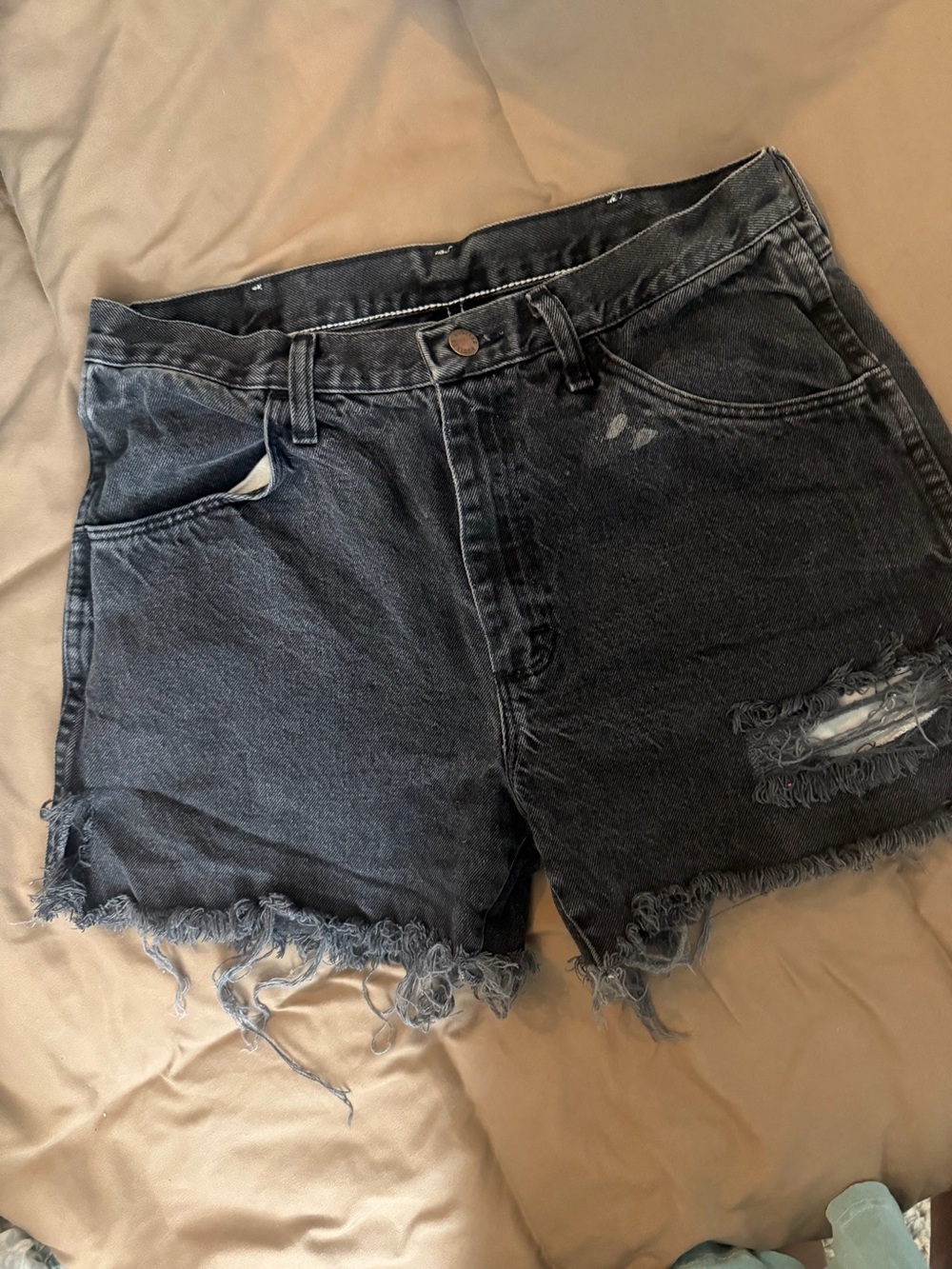 Rustler Black Distressed High-Waist Denim Shorts
